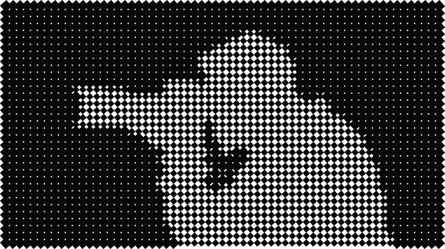 A man in a pixel art style with a gun