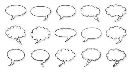 Fototapeta premium A set of cartoon speech bubbles and thought clouds
