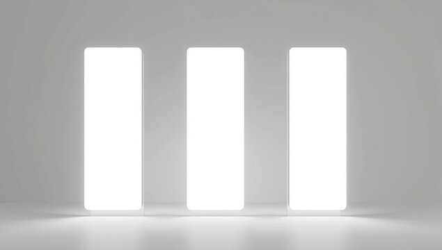 vertical illuminated panels standing side by side in a clean studio environmen