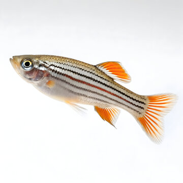 Zebrafish with orange fins and stripes