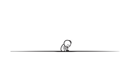 Fototapeta premium Sad Little Boy Sitting Alone On Floor For Emotional Concepts And Childrens Illustrations