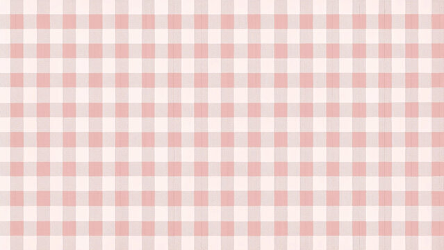 Seamless hand painted pink gingham check pattern with soft watercolor texture. Warm cheerful plaid background ideal for fabric, wallpaper, packaging, stationery, kitchen and summer designs