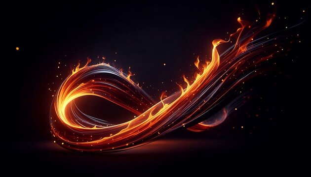 abstract fire background. Glowing Fire Infinity Loop with Sparks, Abstract Flame Energy Flow, Endless Light Trail Background on Dark