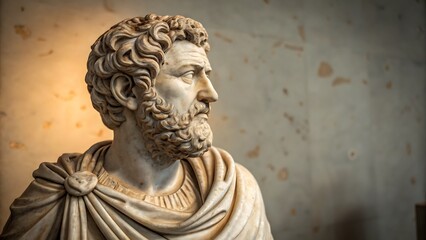 Obraz premium ancient marble bust of philosopher on textured wall