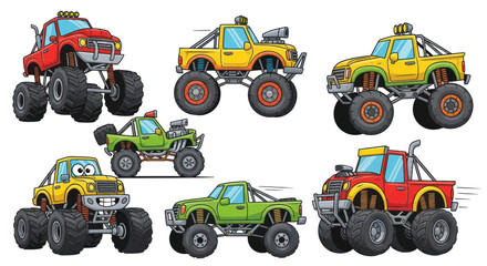 Funny Cartoon Monster Trucks Collection - Kids Vehicles © hana