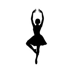 Silhouette of a ballerina in a graceful pose. © Erik