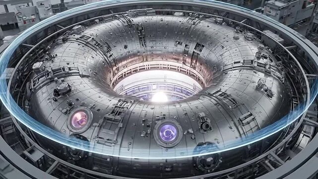 Advanced fusion reactor core with glowing energy field inside
