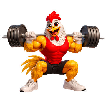 Frango Juli&atilde;o Pose agachamento com barra