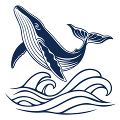 Naklejka premium Premium Marine Whale Logo 1