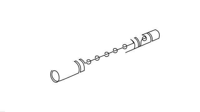 Continuous one-line art drawing of a bamboo flute animation. 