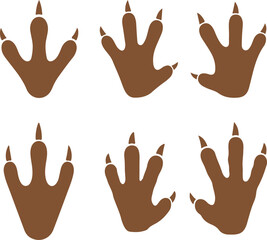 Fototapeta premium Collection of brown animal claw hands isolated on white background for design