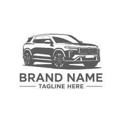 Obraz premium Monochromatic of a Modern S U V with Brand Name and Tagline vehicle