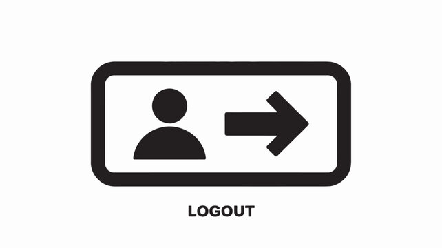 A simple black and white icon of a person logging out of a system