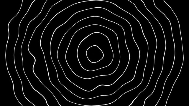 Abstract black and white background featuring a seamless pattern of spiral waves and circular lines for an artistic vector wallpaper design