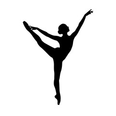 Silhouette of a ballerina in a graceful pose. © Erik