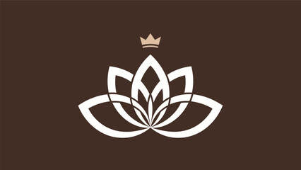 Fototapeta premium Elegant lotus flower with crown logo