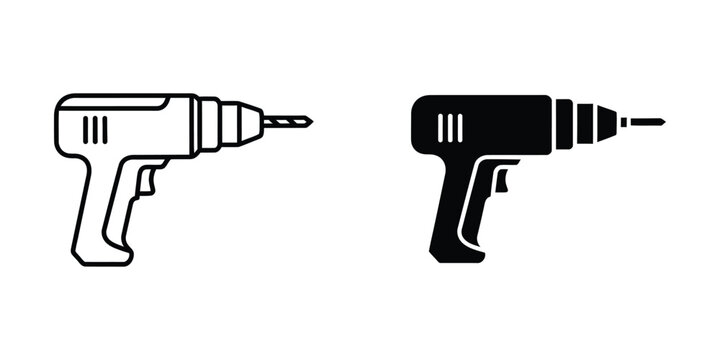 Comparison of a white and black drill icon design with contrasting styles