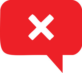 Obraz premium Red speech bubble with white cross symbol