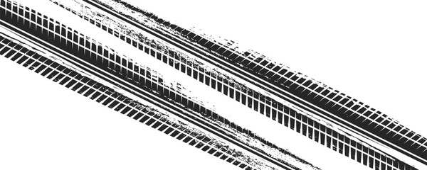 Black tire marks on road, Black rubber tire marks and tread marks, Tire trace track wheels texture and background, Auto tire tread grunge,vector Eps10. © ifon