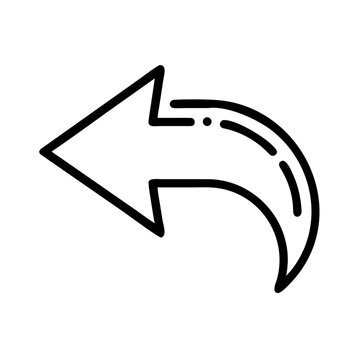 Curved left arrow symbol signifying reply or backtrack on transparent background