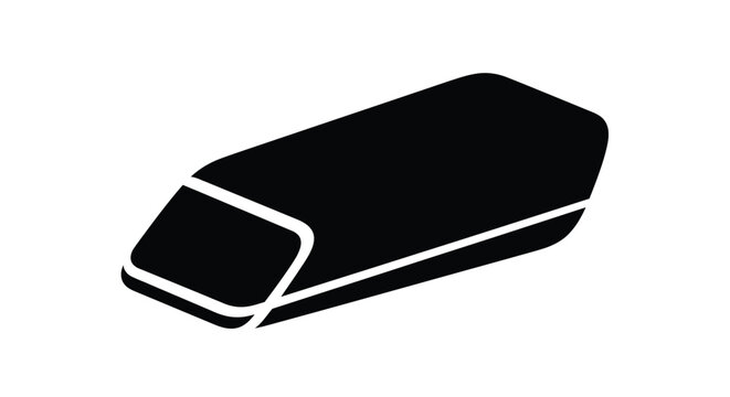 Simple black silhouette of a rectangular eraser with a rounded edge