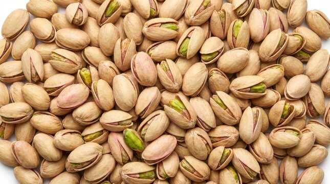 A large pile of shelled and unshelled pistachios, showcasing their vibrant green and brown hues.