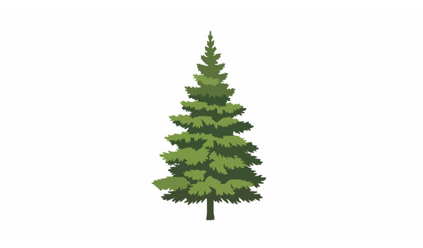 Single Pine Tree Flat Vector Illustration Evergreen Nature Concept