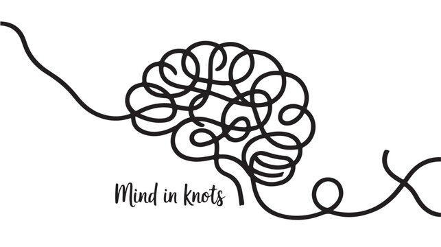 Tangled Brain Mind In Knots For Mental Health And Confusion Concepts