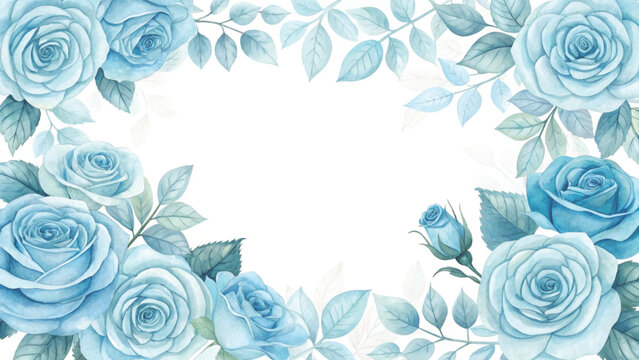 watercolor roses creating a square floral frame background 
