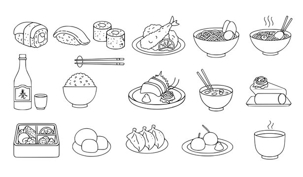 Japanese food and drink illustrations