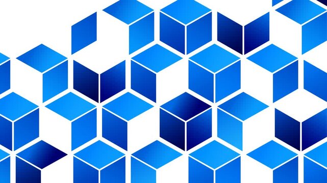 Abstract Blue 3D Cubes Moving Background Animation