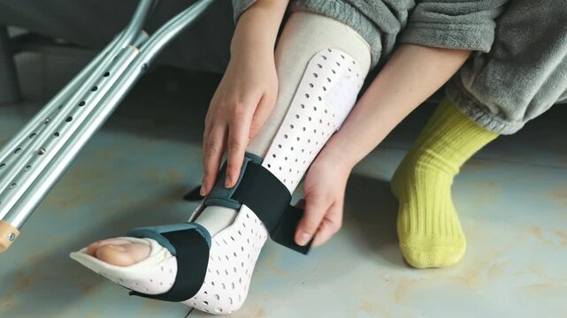 Removing a splint from the leg and preparing for movement