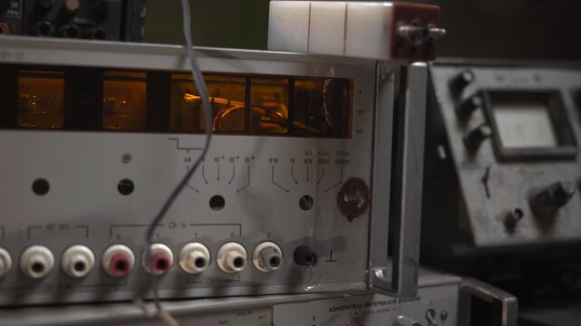 Detailed Image Showcasing Vintage RCA Connection Panel With Vivid Colored Signal Jacks And Wiring . Media