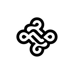 Fototapeta premium Abstract Intertwined Black and White Graphic Symbol