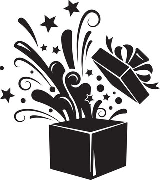 Surprise gift box, exploding present vector, party icon