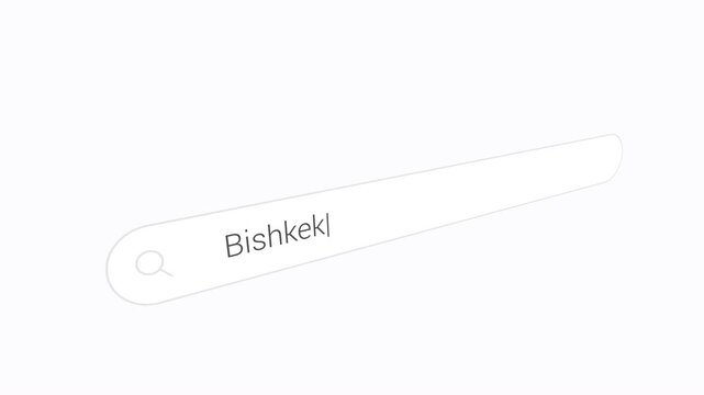 Typing Bishkek Into a Digital Search Engine - Close Up