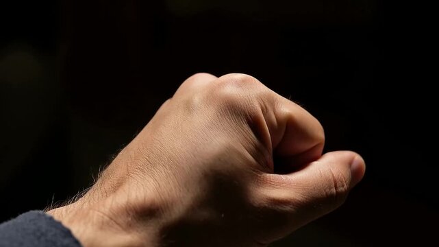 Hand gestures in various positions against dark background.