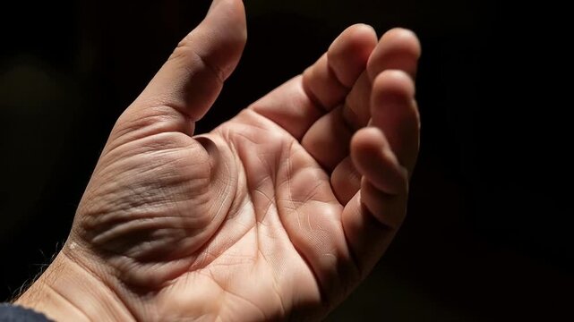 Hand gestures in different positions with dark background.