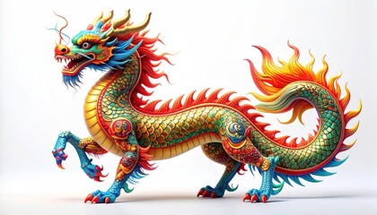 Fototapeta premium Vibrant Chinese Dragon Illustration - Symbol of Power and Prosperity.