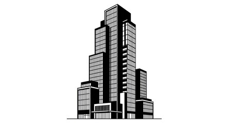 Fototapeta premium Modern city skyscraper complex with sleek glass and steel high rise buildings
