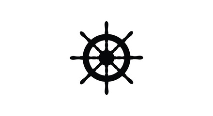 Obraz premium Black ship s wheel design presented as a striking silhouette