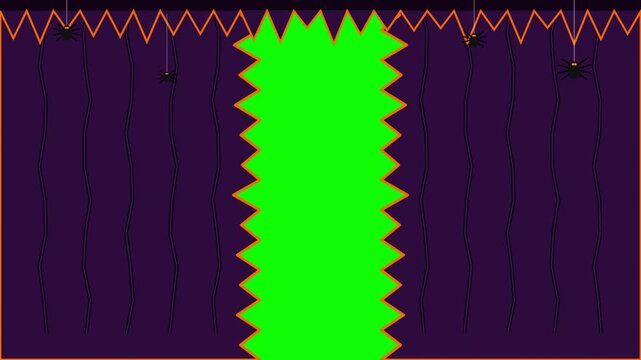 Halloween Spider Transition with Purple Background and Zigzag Green Screen Reveal