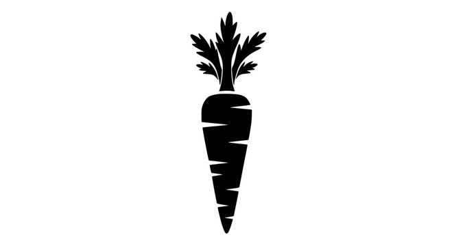 Cartoon carrot black silhouette vector icon EPS10 isolated on white