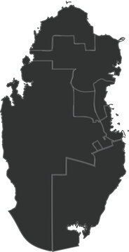 black qatar map on white background