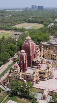 Vertical Aerial View of Birla Mandir Lakshmi Narayan Temple Delhi India