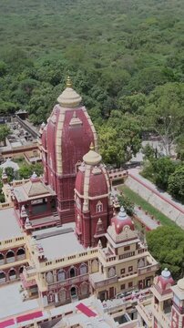 Vertical Aerial View of Birla Mandir Lakshmi Narayan Temple Delhi India
