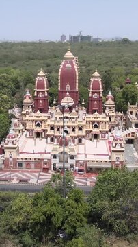 Vertical Aerial View of Birla Mandir Lakshmi Narayan Temple Delhi India