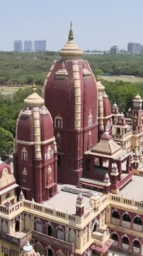 Vertical Aerial View of Birla Mandir Lakshmi Narayan Temple Delhi India