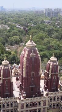 Vertical Aerial View of Birla Mandir Lakshmi Narayan Temple Delhi India
