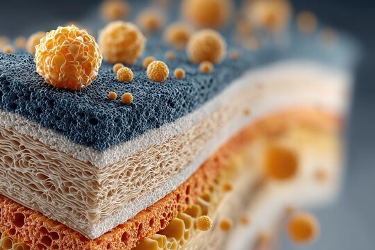 Human Skin Structure Anatomy with Detailed Cross Section Layers Illustration